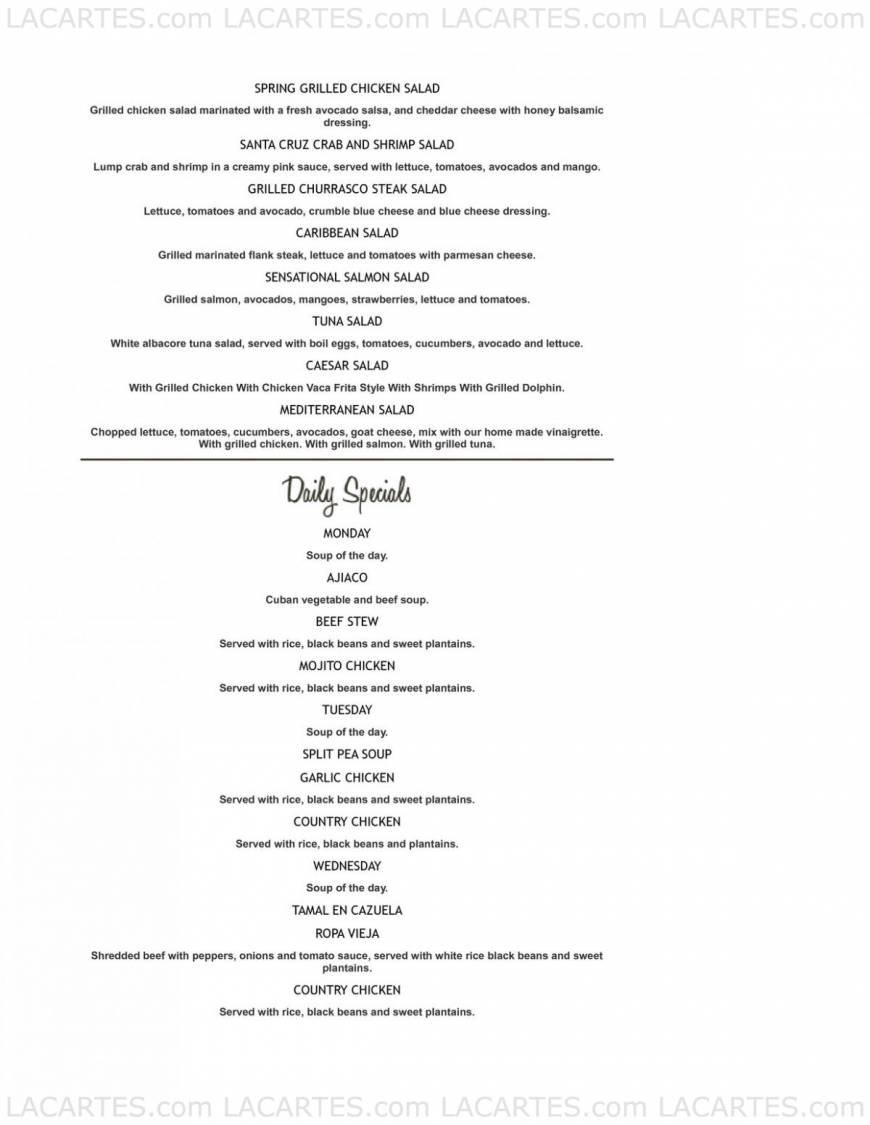  Pricelists of Havana Harry's Restaurant - Kendall, FL 9525 N Kendall Dr - Photo 3 of 13