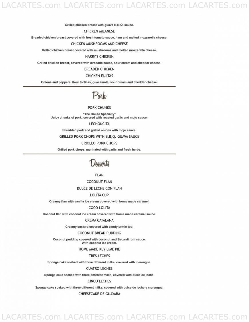  Pricelists of Havana Harry's Restaurant - Kendall, FL 9525 N Kendall Dr - Photo 4 of 13