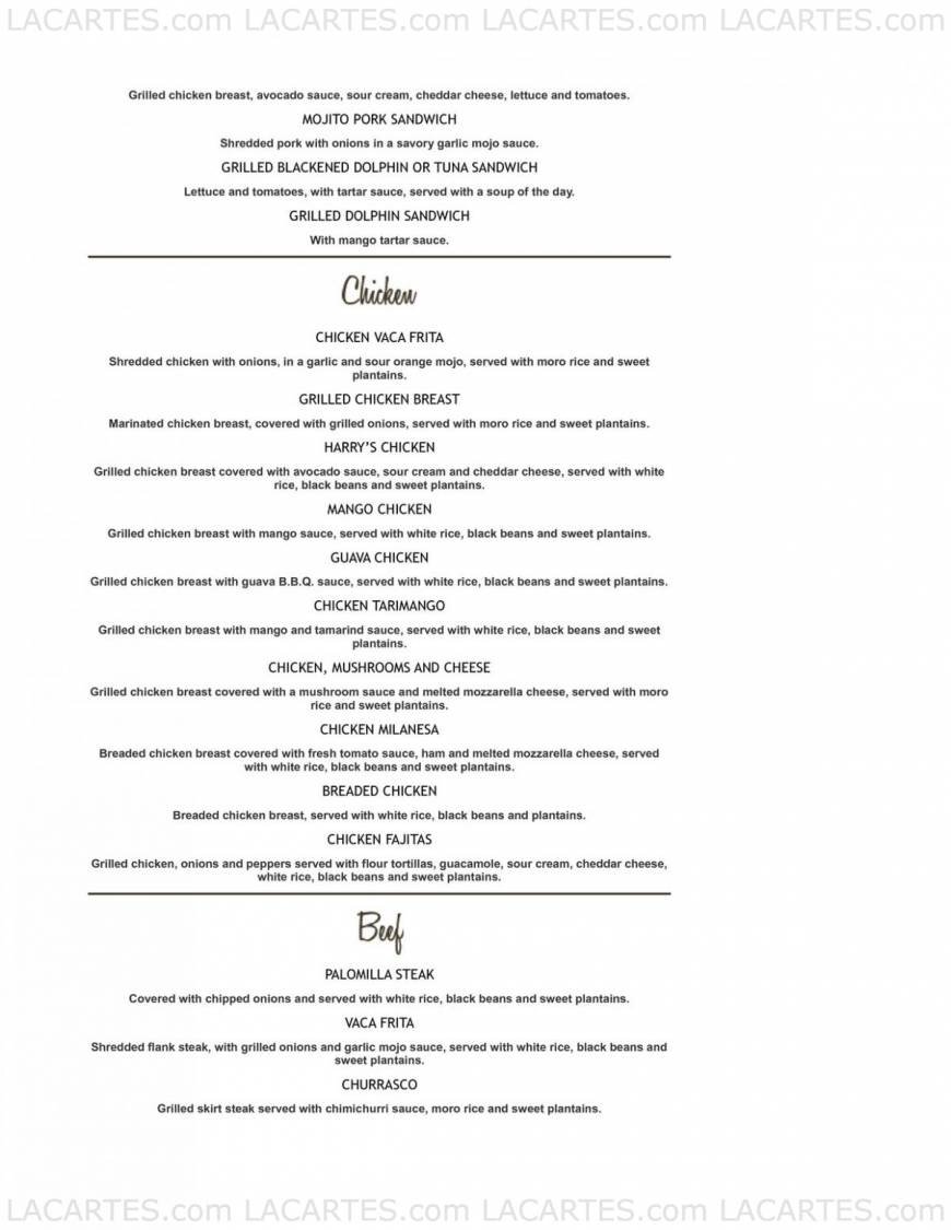  Pricelists of Havana Harry's Restaurant - Kendall, FL 9525 N Kendall Dr - Photo 7 of 13
