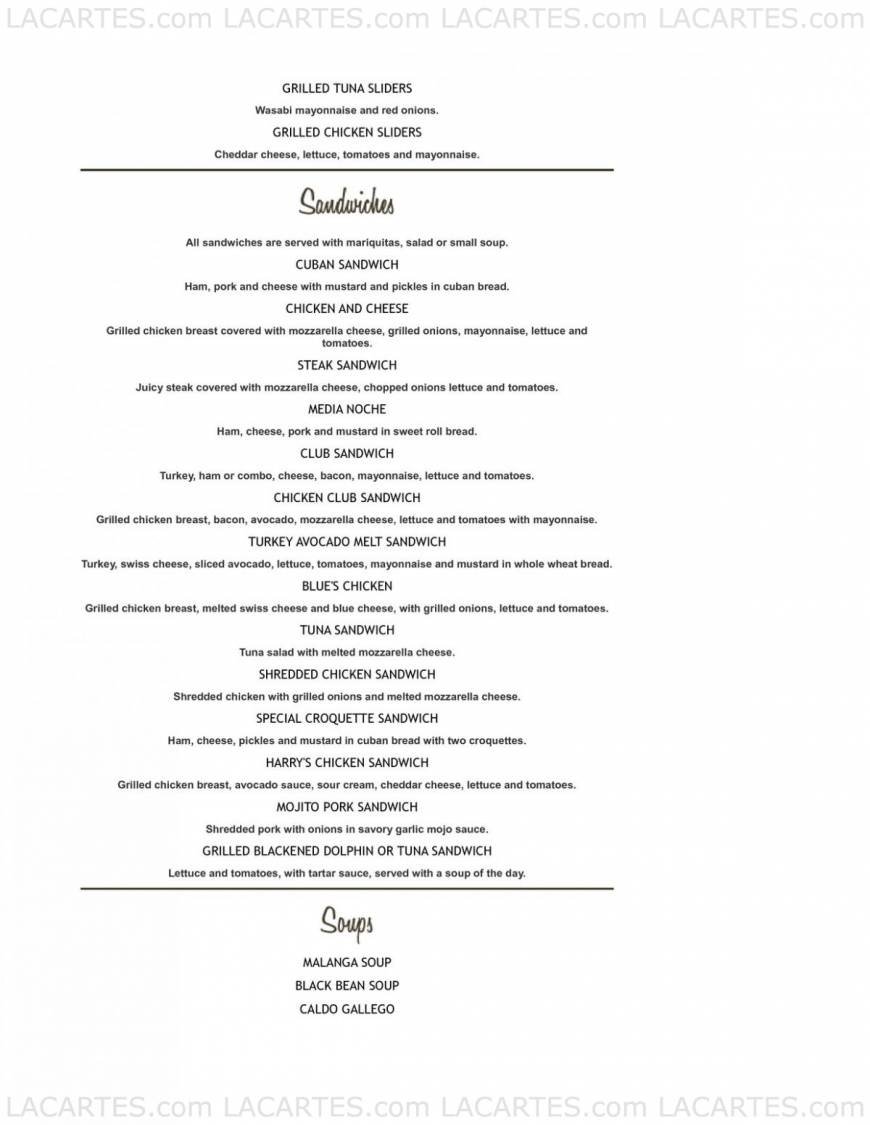  Pricelists of Havana Harry's Restaurant - Kendall, FL 9525 N Kendall Dr - Photo 11 of 13