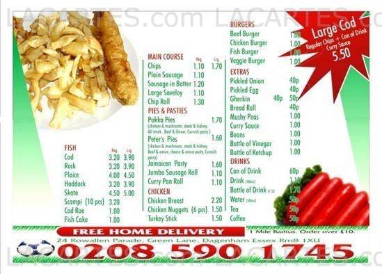  Pricelists of Marina Fish Bar 24 Rowallen Parade, Green Lane - Photo 1 of 2
