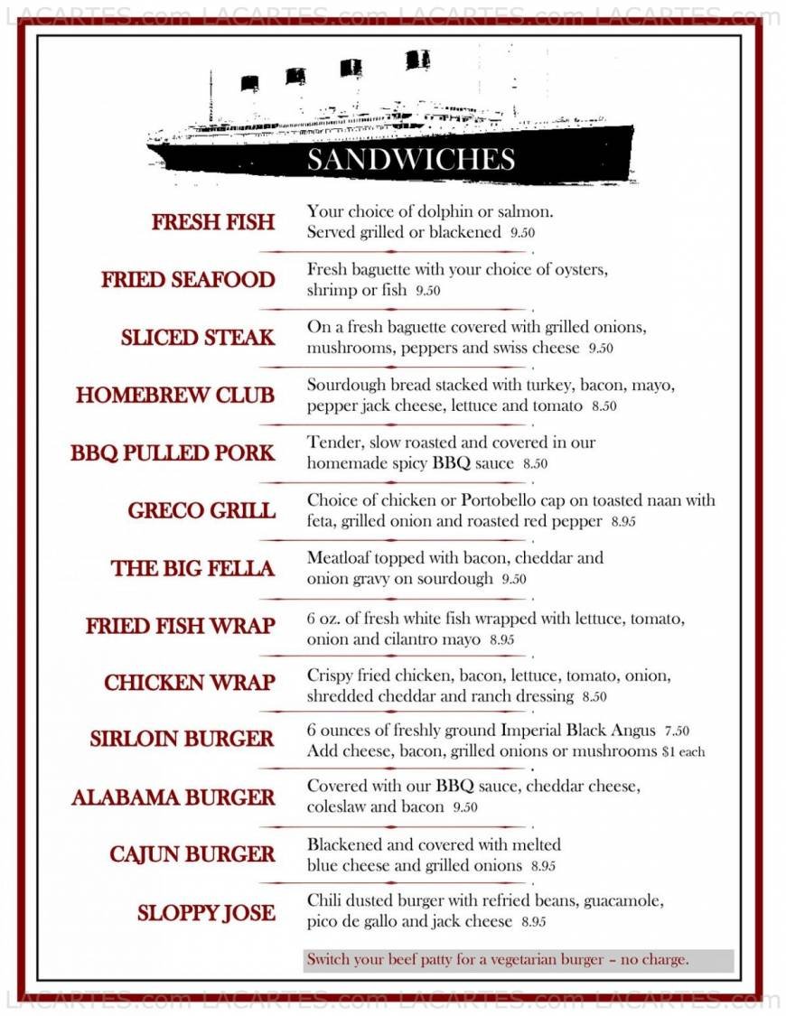  Pricelists of Titanic Restaurant & Brewery - FL 5813 Ponce De Leon Boulevard - Photo 3 of 5
