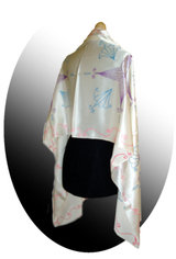 Hand painted silk shawl stole, Anne Fontenoy, Tunbridge Wells