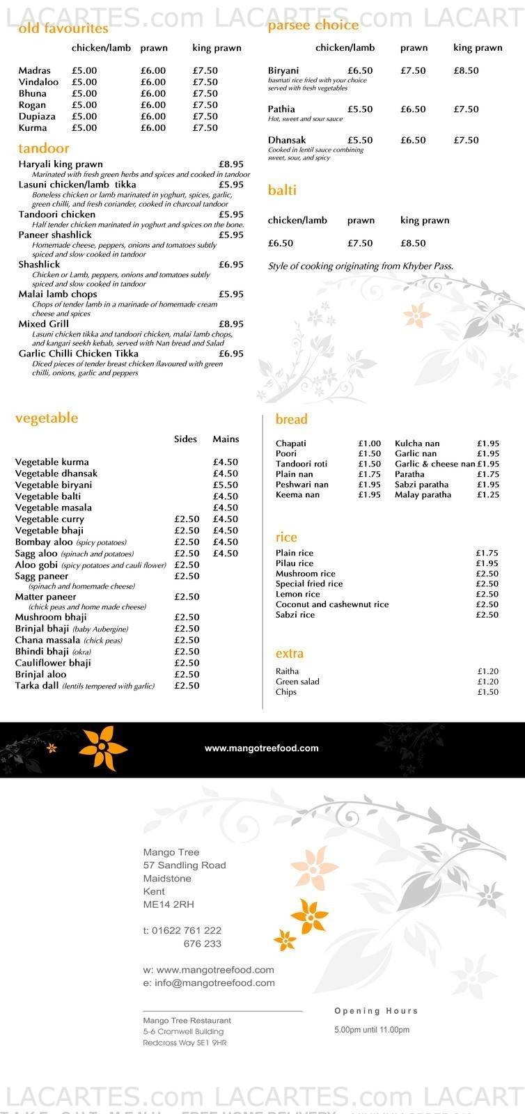  Pricelists of Mango Tree Restaurant 57 Sandling Road   - Photo 2 of 2