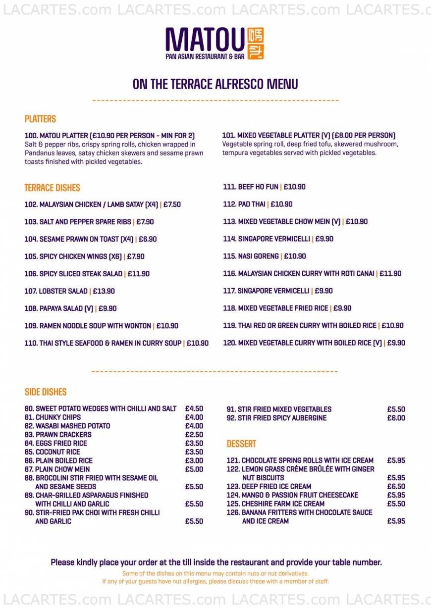  Pricelists of Matou Pan Asian Resturant 2nd Floor, Mersey Ferry Terminal Building, Georges Parade, Pier Head - Photo 1 of 16