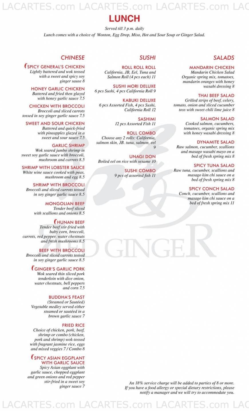  Pricelists of Red Ginger Asian Bistro - FL 9710 W Sample Rd - Photo 5 of 6