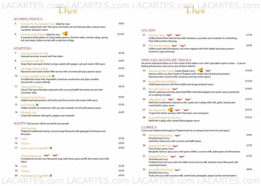  Pricelists of DineAsia Restaurant & Lounge Bar High Street     - Photo 4 of 9
