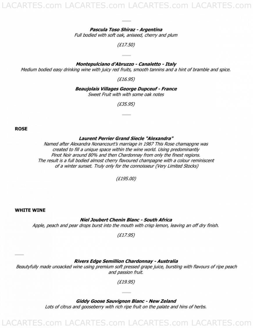  Pricelists of Septembers Champagne Bar and Restaurant 17 Queen Street - Photo 6 of 7