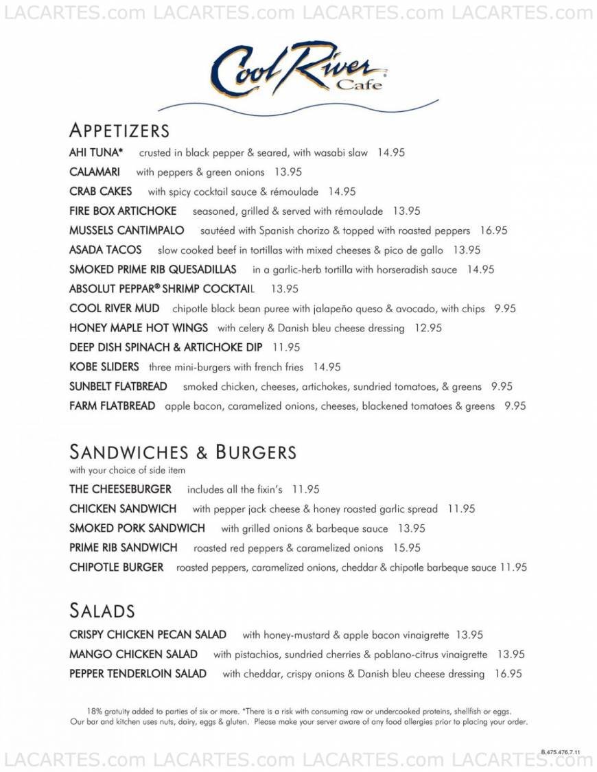  Pricelists of Cool River Cafe Dallas 1045 Hidden Ridge - Photo 1 of 7
