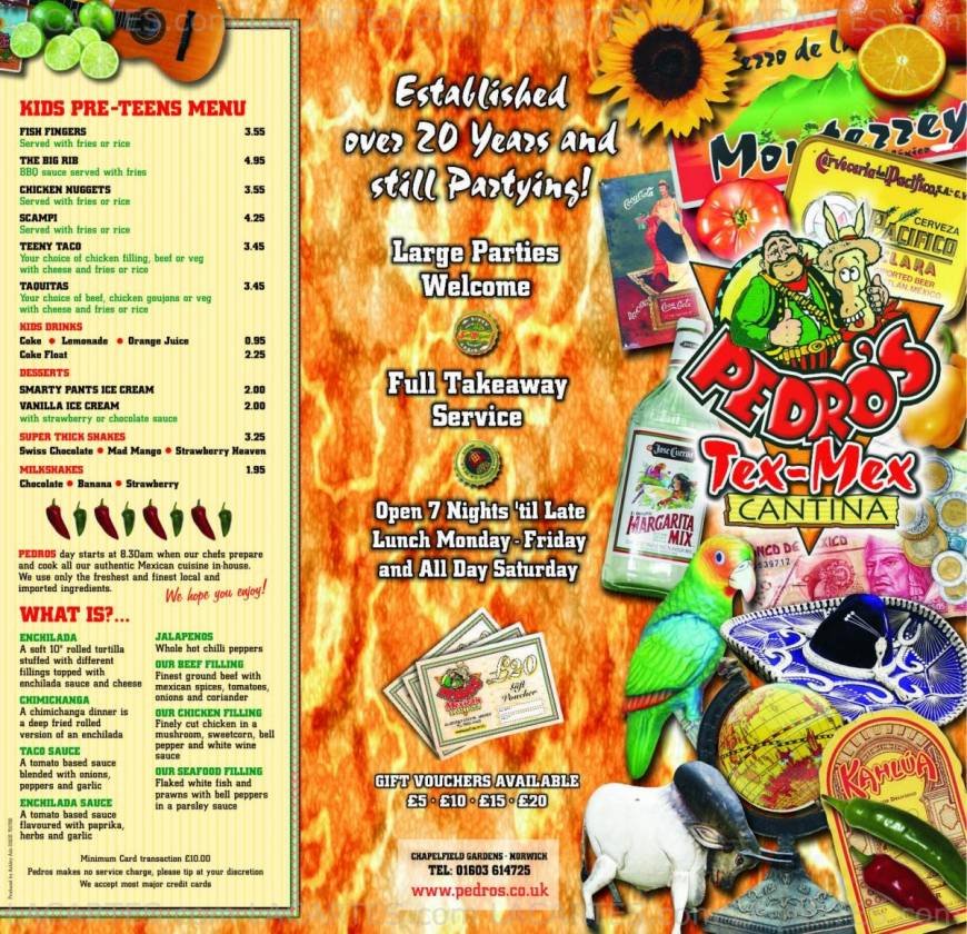  Pricelists of Pedro's Mexican Cantina Chapelfield Gardens    - Photo 2 of 9
