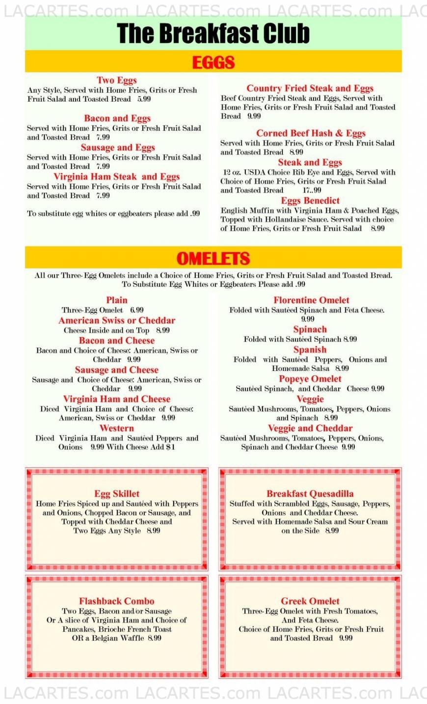  Pricelists of Flashback Diner & Coffeehouse - Davie, FL 4125 SW 64th Ave - Photo 2 of 12