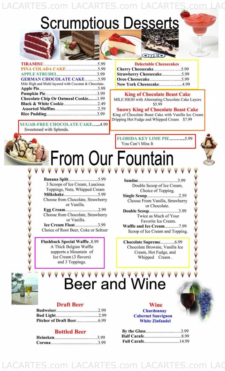  Pricelists of Flashback Diner & Coffeehouse - Davie, FL 4125 SW 64th Ave - Photo 6 of 12