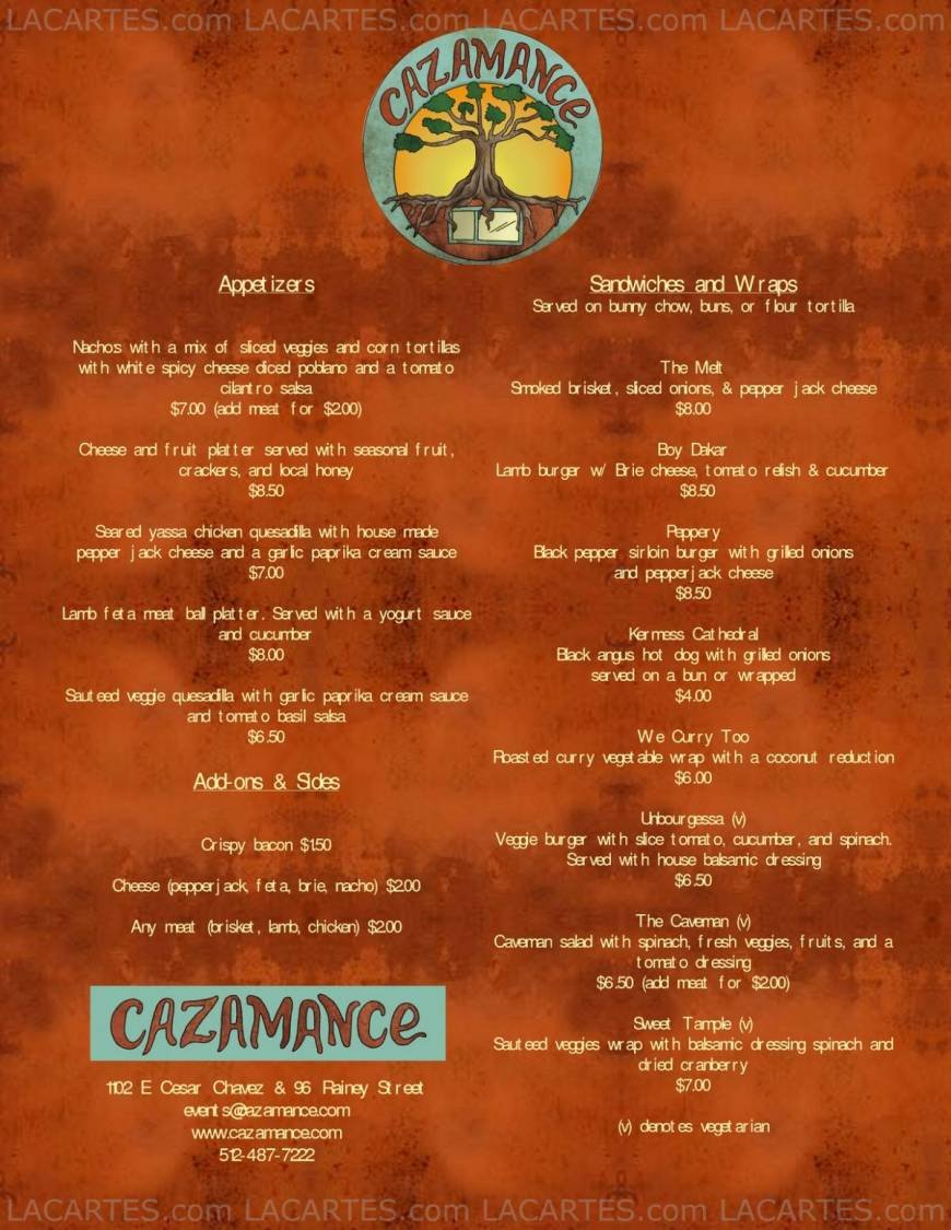  Pricelists of Cazamance Cafe Cesar Chavez 1102 E Cesar Chavez - Photo 3 of 9