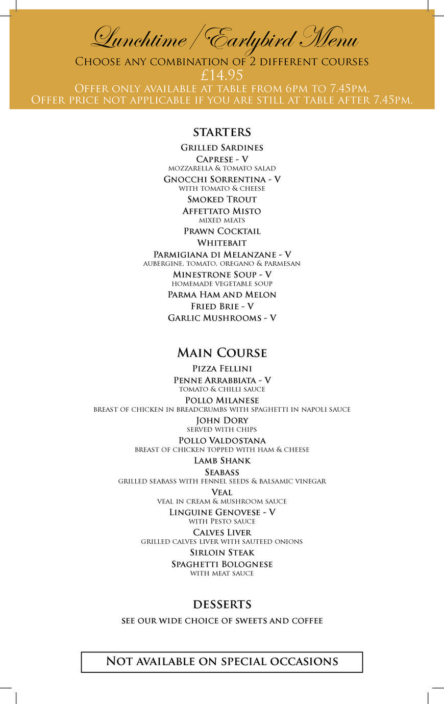  Pricelists of Fellini Restaurant 294 Uxbridge Road - Photo 19 of 23