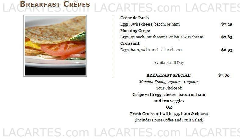 Pricelists of Le Cafe Crepe of Austin 200 San Jacinto Boulevard - Photo 1 of 8