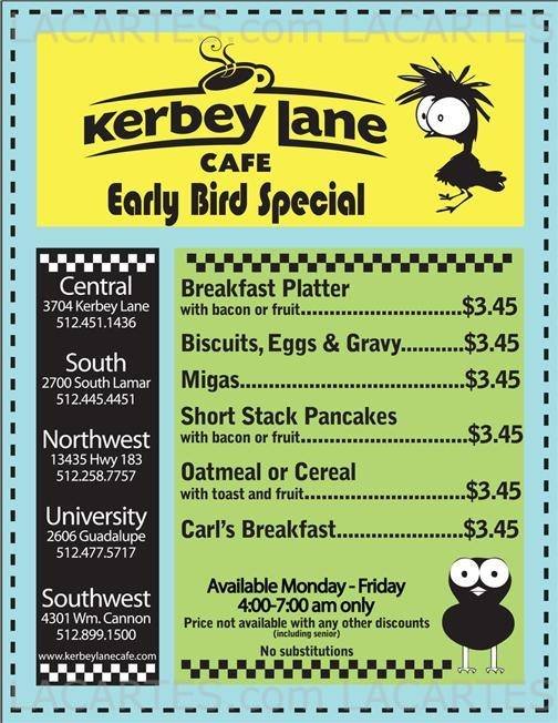  Pricelists of Kerbey Lane Cafe Northwest 13435 Hwy 183 N Ste. 415 - Photo 1 of 8