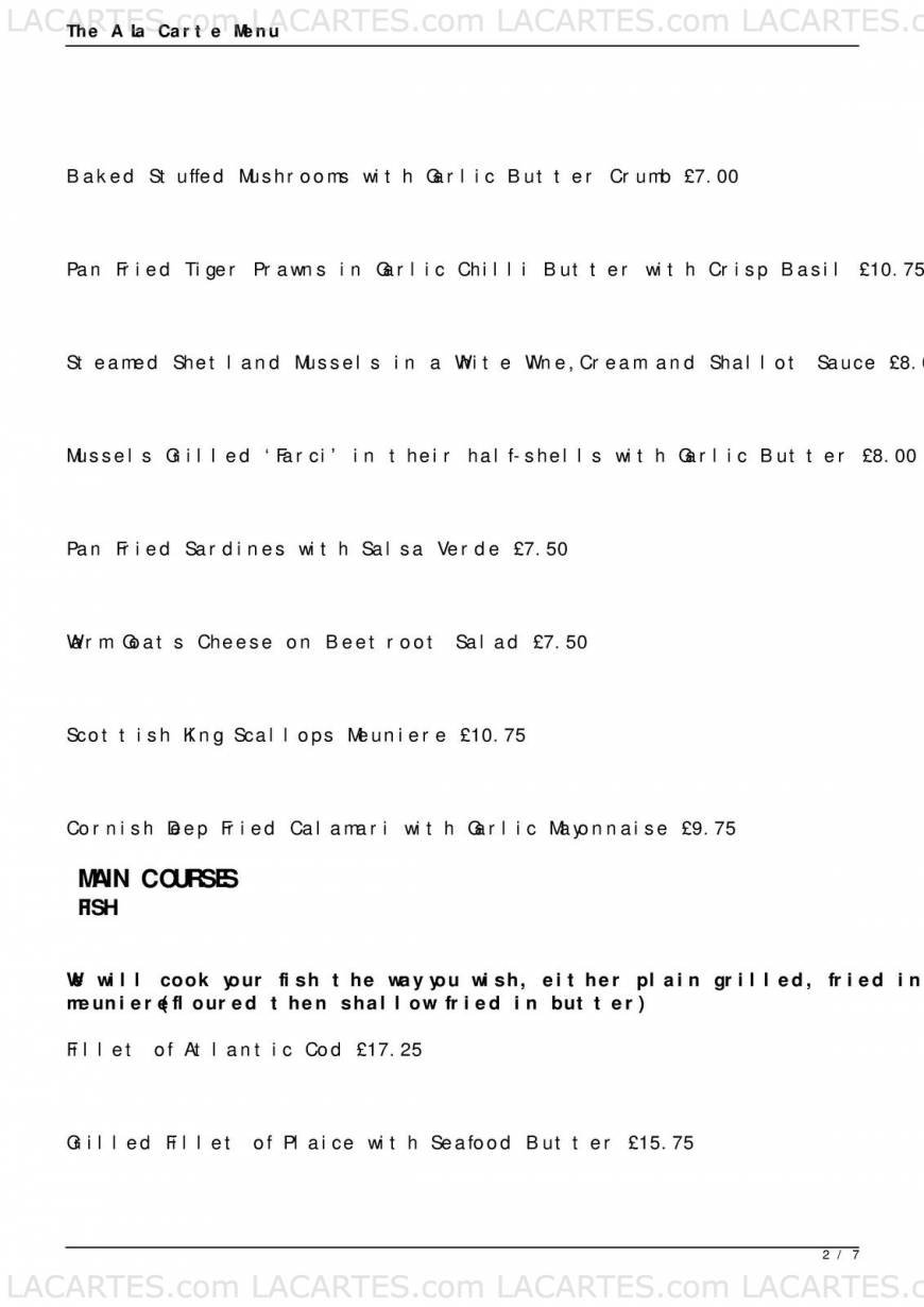  Pricelists of Smith's Brasserie Ongar Fyfield Road      - Photo 2 of 16