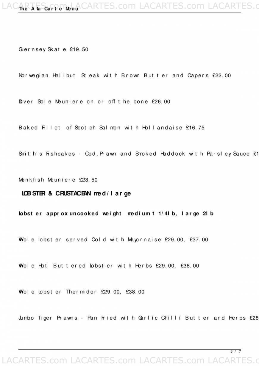  Pricelists of Smith's Brasserie Ongar Fyfield Road      - Photo 3 of 16