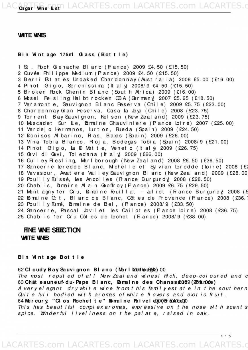  Pricelists of Smith's Brasserie Ongar Fyfield Road      - Photo 12 of 16