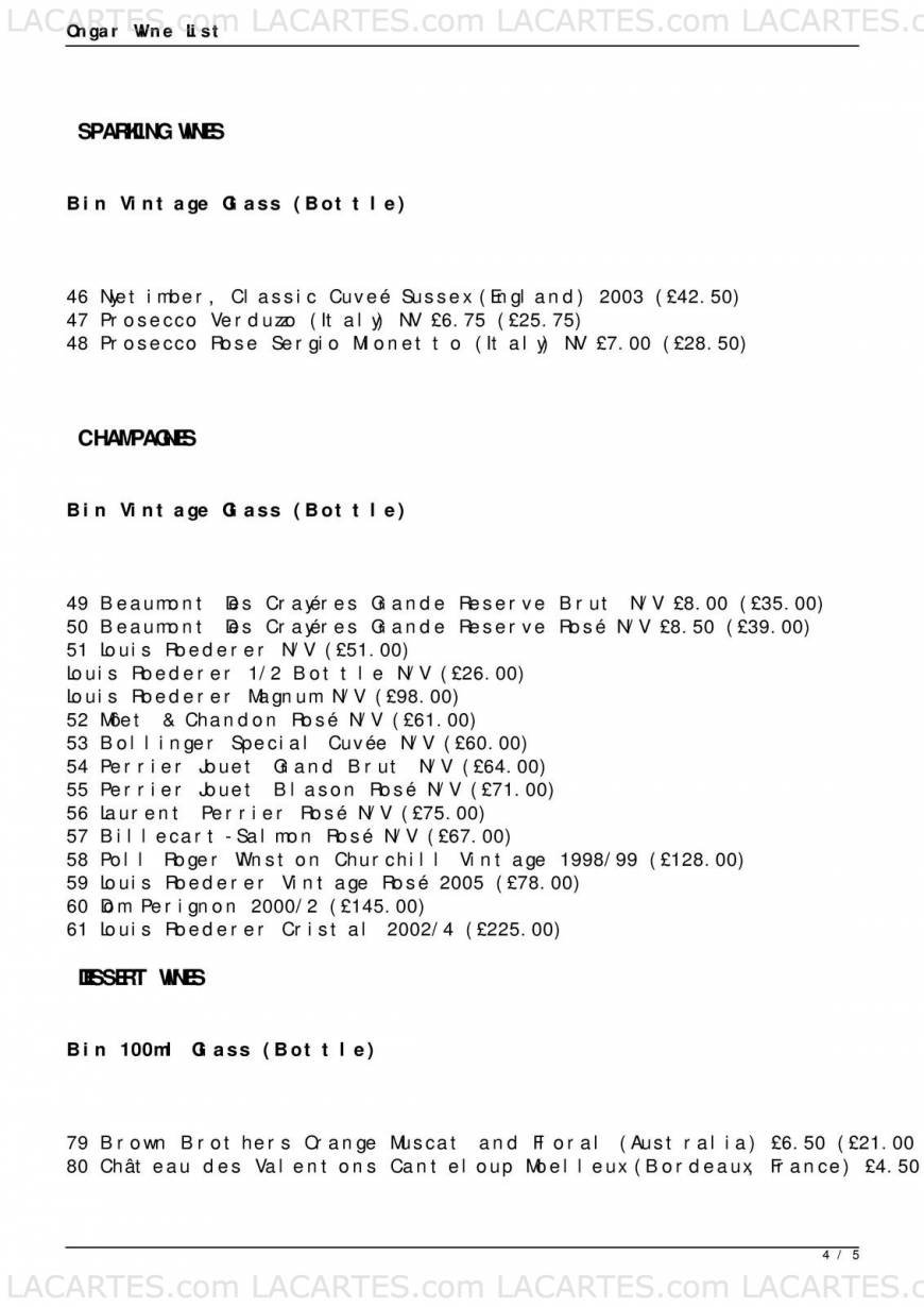  Pricelists of Smith's Brasserie Ongar Fyfield Road      - Photo 15 of 16