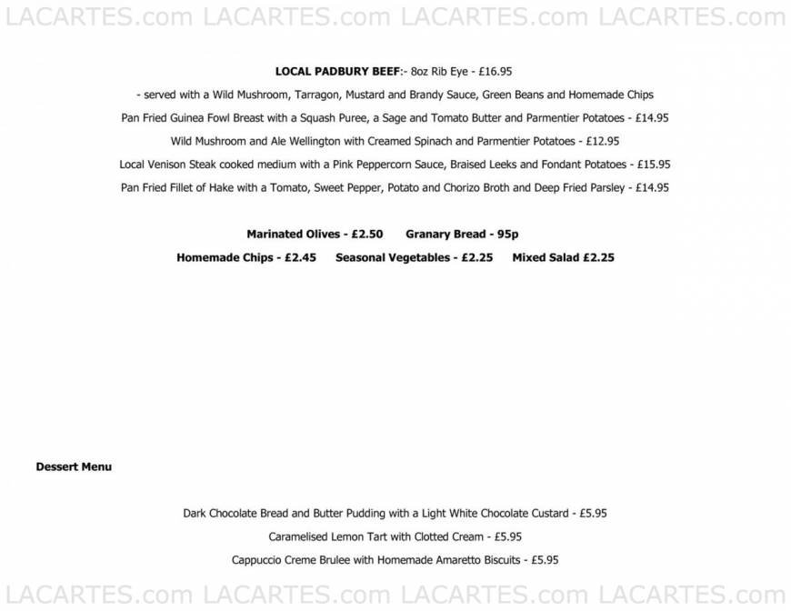  Pricelists of The Carriage House Restaurant Middle Claydon - Photo 2 of 14
