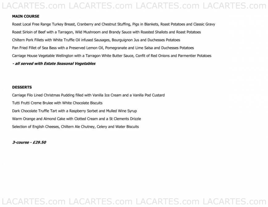 Pricelists of The Carriage House Restaurant Middle Claydon - Photo 4 of 14