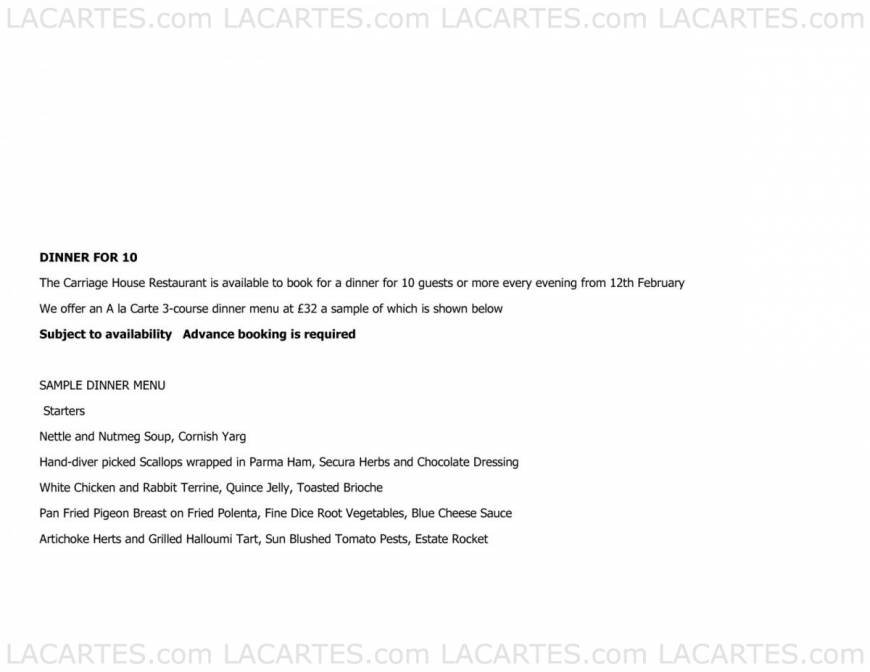  Pricelists of The Carriage House Restaurant Middle Claydon - Photo 5 of 14