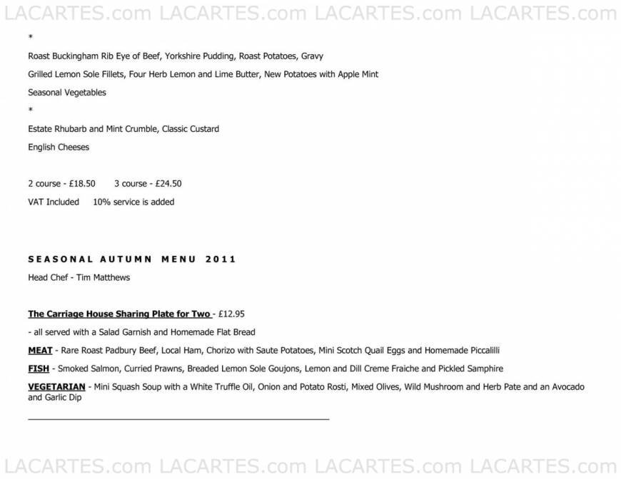  Pricelists of The Carriage House Restaurant Middle Claydon - Photo 8 of 14