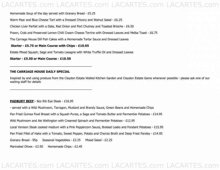  Pricelists of The Carriage House Restaurant Middle Claydon - Photo 9 of 14