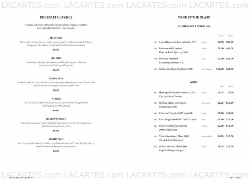  Pricelists of Rocksalt Restaurant 4-5 Fishmarket - Photo 14 of 18