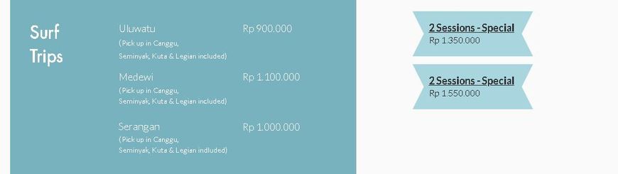  Pricelists of Surf Well Bali for lessons and guide trip Jalan Pantai Batu Bolong, Canggu - Photo 2 of 3