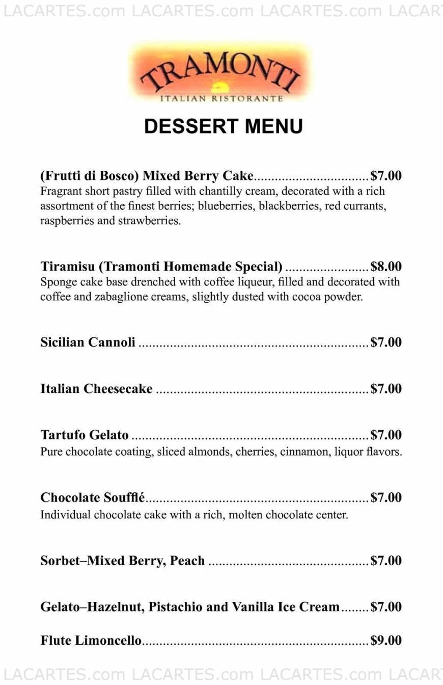  Pricelists of Tramonti Italian Restaurant - FL 119 E. Atlantic Avenue - Photo 3 of 9