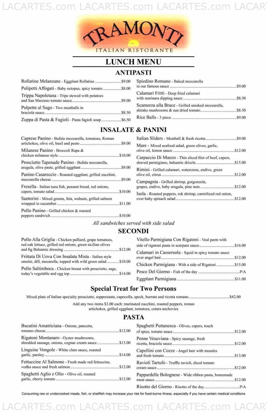  Pricelists of Tramonti Italian Restaurant - FL 119 E. Atlantic Avenue - Photo 4 of 9