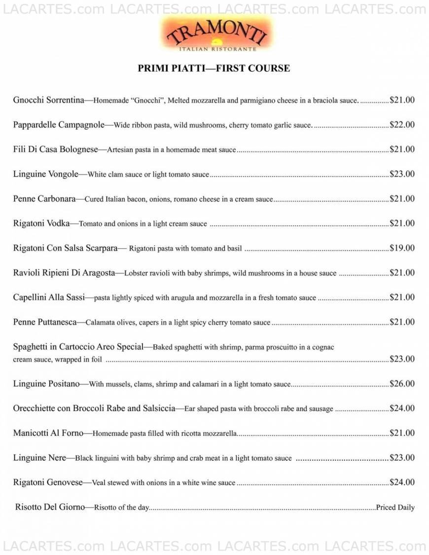  Pricelists of Tramonti Italian Restaurant - FL 119 E. Atlantic Avenue - Photo 6 of 9