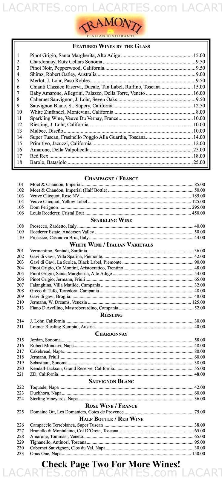  Pricelists of Tramonti Italian Restaurant - FL 119 E. Atlantic Avenue - Photo 8 of 9
