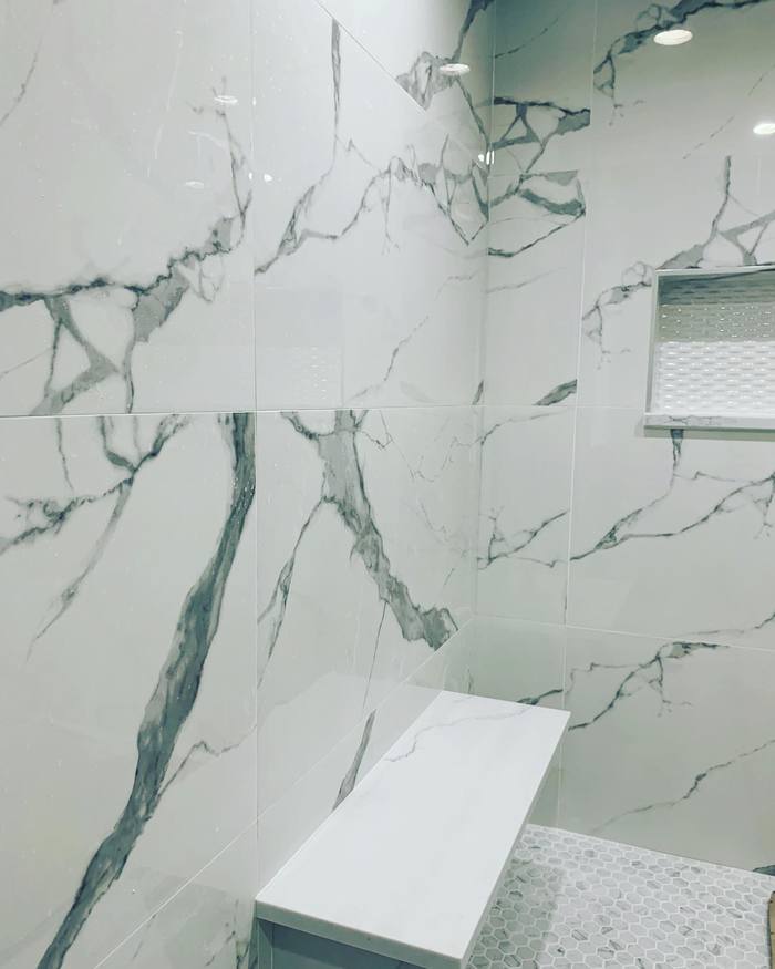 Bathroom remodeling Chicago - custom shower white<br />
 Bathroom remodeling Chicago of U.S. Home Construction Inc. 3456 N Harlem Ave - Photo 15 of 21