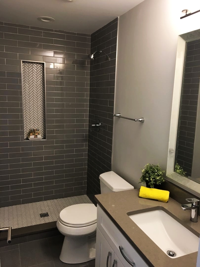 Bathroom remodeling Chicago - shower tiling Bathroom remodeling Chicago of U.S. Home Construction Inc. 3456 N Harlem Ave - Photo 11 of 21