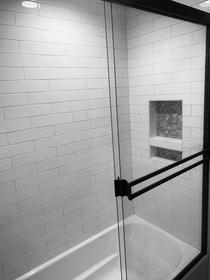 Bathroom remodeling Chicago - sliding doors and white tiles shower Bathroom remodeling Chicago of U.S. Home Construction Inc. 3456 N Harlem Ave - Photo 2 of 21 Bathroom remodeling Chicago - sliding doors and white tiles shower Bathroom remodeling Chicago of U.S. Home Construction Inc. 3456 N Harlem Ave - Photo 2 of 21