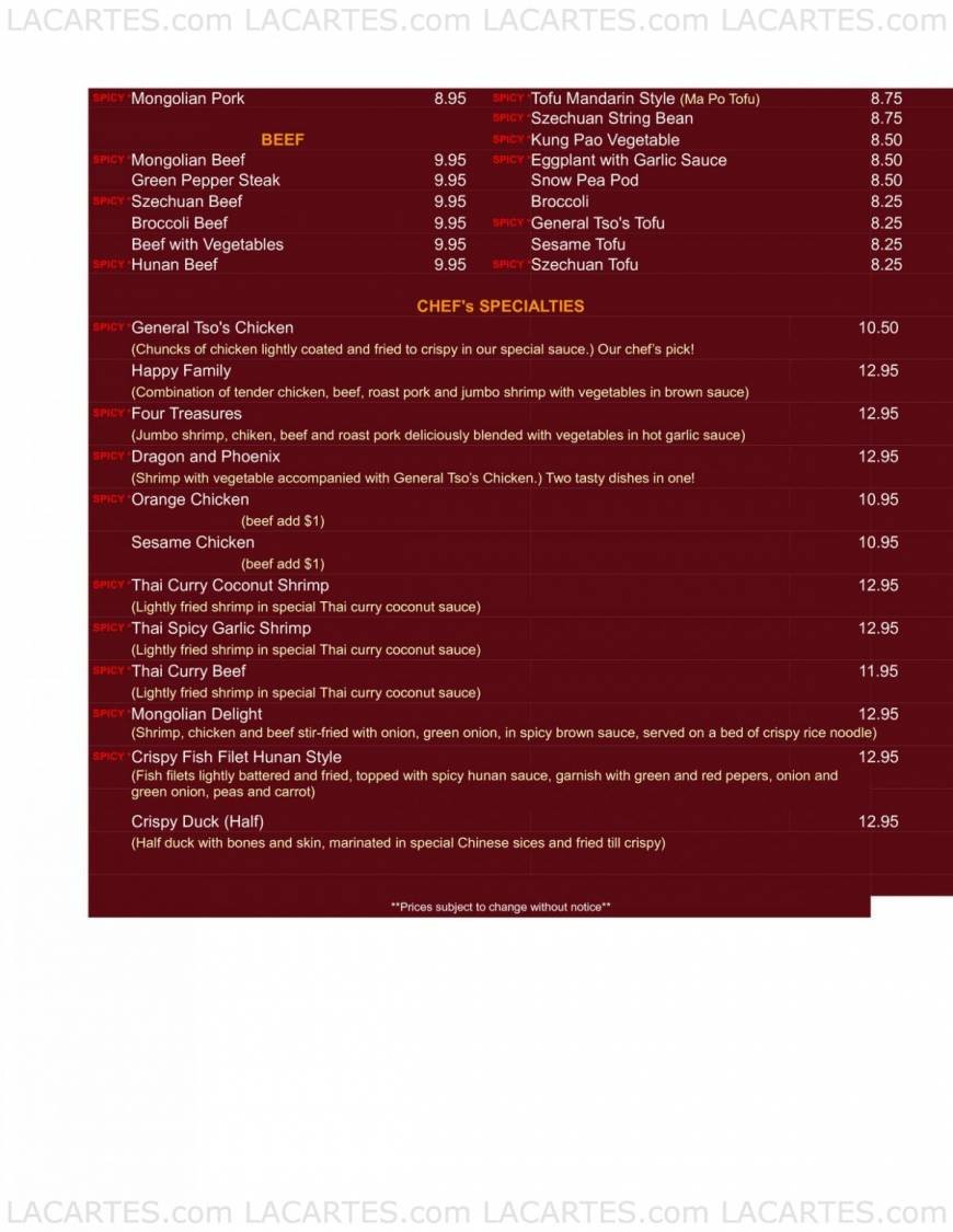  Pricelists of Feng Lin Chinese Restaurant - FL 1561 S. Congress Ave. - Photo 3 of 3