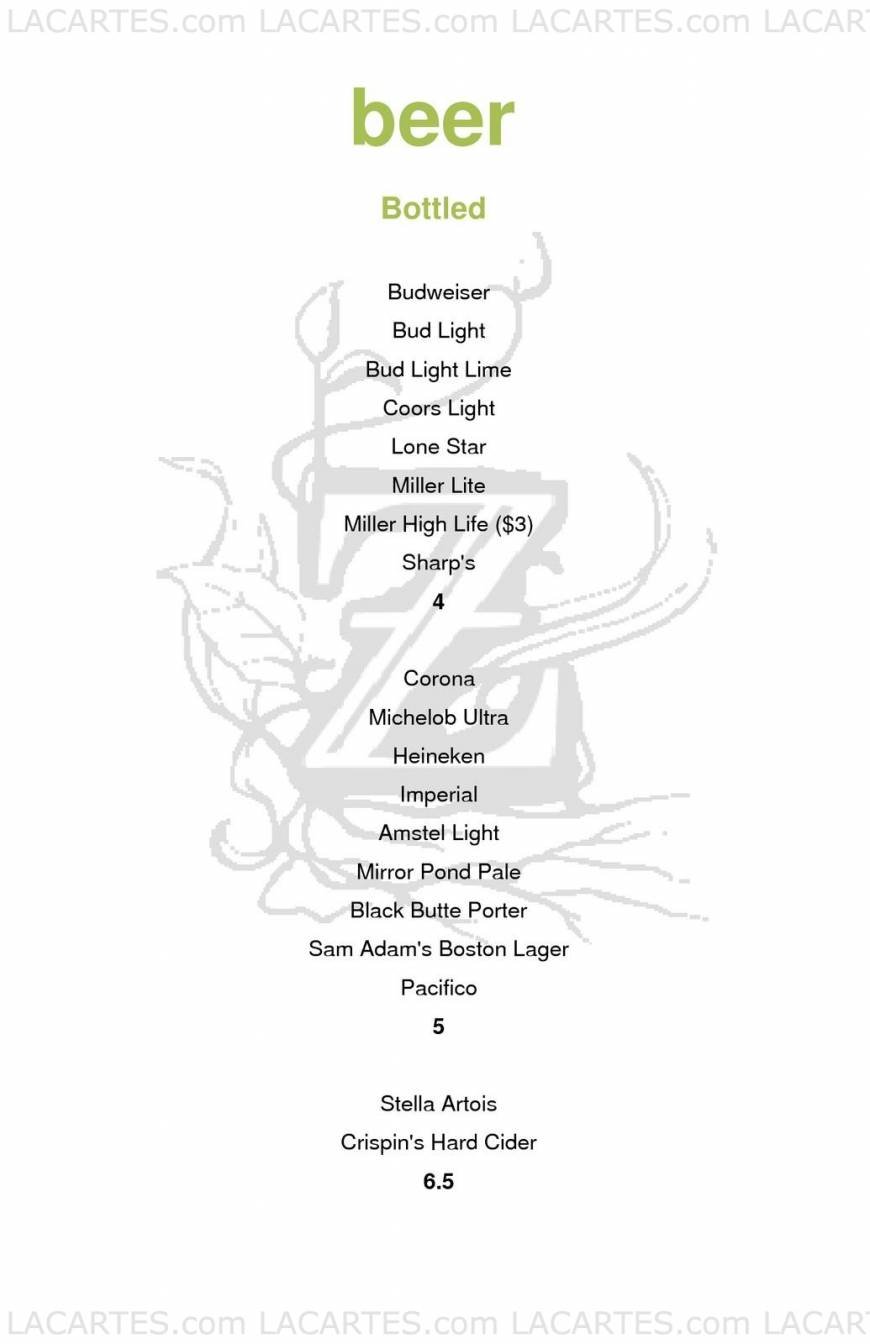  Pricelists of Zed's Restaurant 501 Canyon Ridge Dr. - Photo 3 of 16