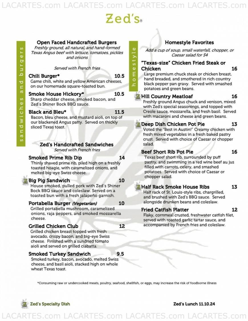  Pricelists of Zed's Restaurant 501 Canyon Ridge Dr. - Photo 14 of 16
