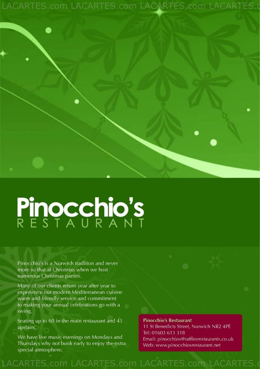  Pricelists of Pinocchios Restaurant 11 St Benedicts St  - Photo 10 of 11
