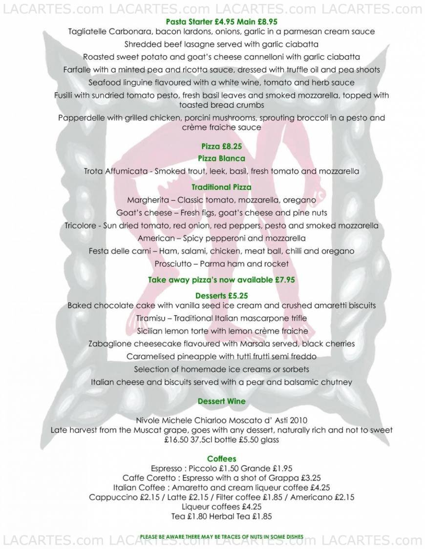  Pricelists of Pinocchios Restaurant 11 St Benedicts St  - Photo 9 of 11