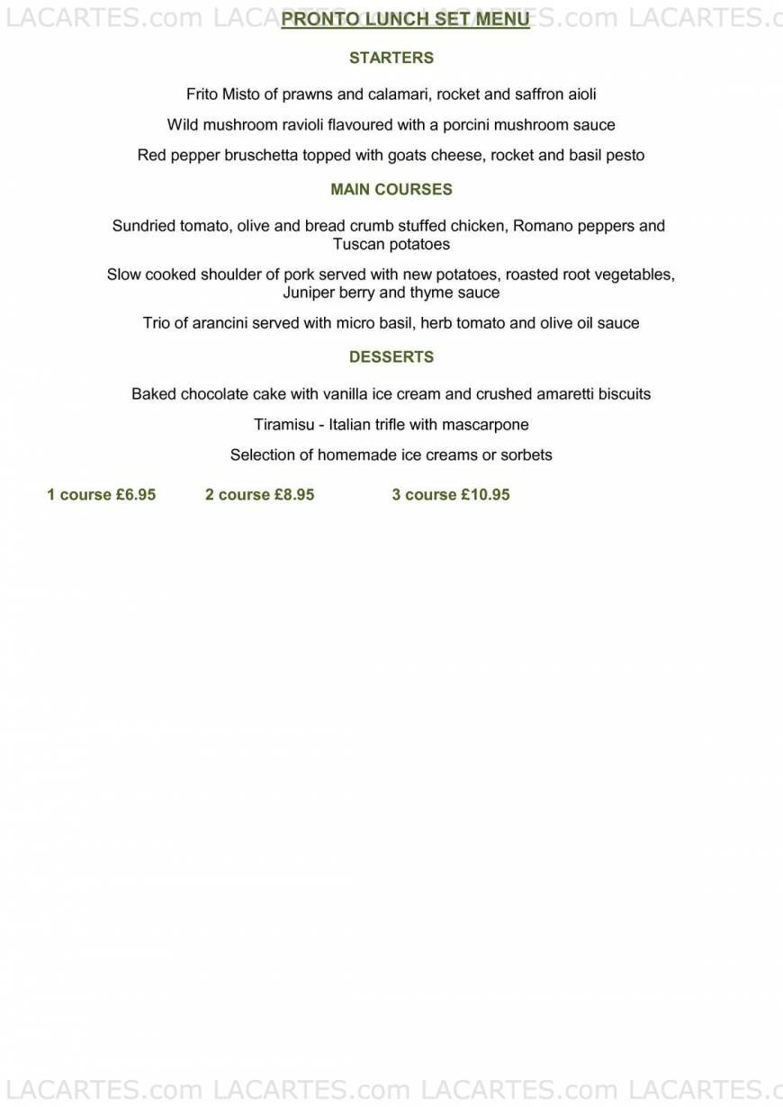  Pricelists of Pinocchios Restaurant 11 St Benedicts St  - Photo 6 of 11