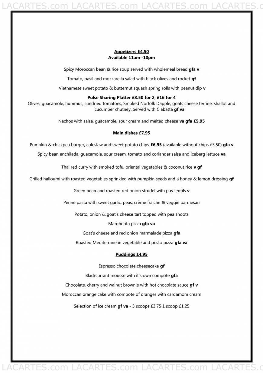  Pricelists of Pulse Cafe Bar The Old Fire Station Stables ,Labour in Vain Yard, Guildhall Hill - Photo 2 of 10
