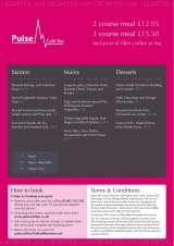 Menus & Prices, Pulse Cafe Bar, Norwich