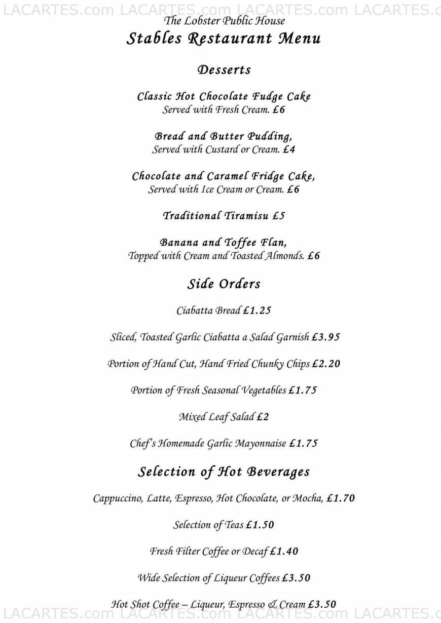  Pricelists of The Lobster Public House & Stables Restaurant 13 High Street - Photo 12 of 18