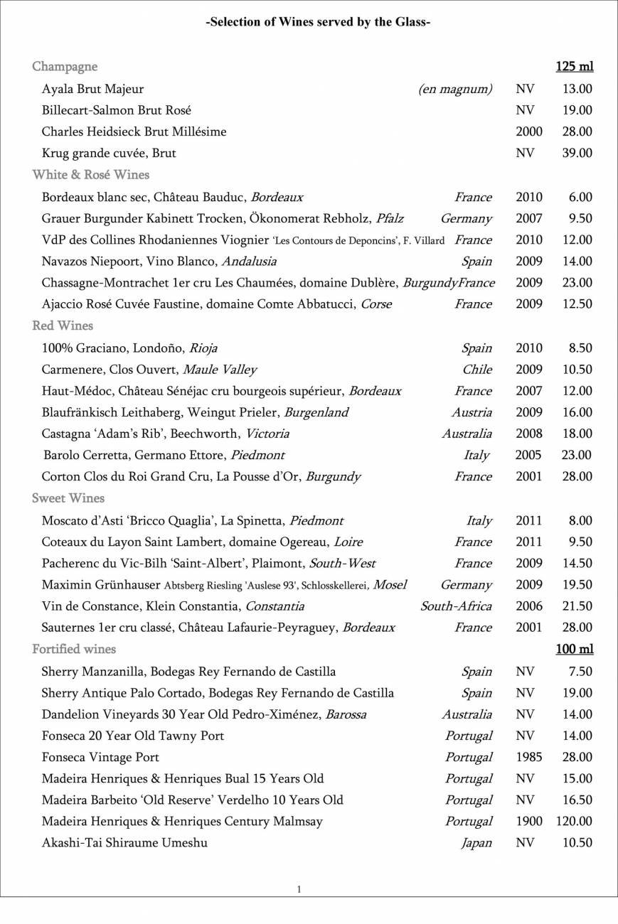  Pricelists of Restaurant Gordon Ramsay 68 Royal Hospital Road - Photo 31 of 39