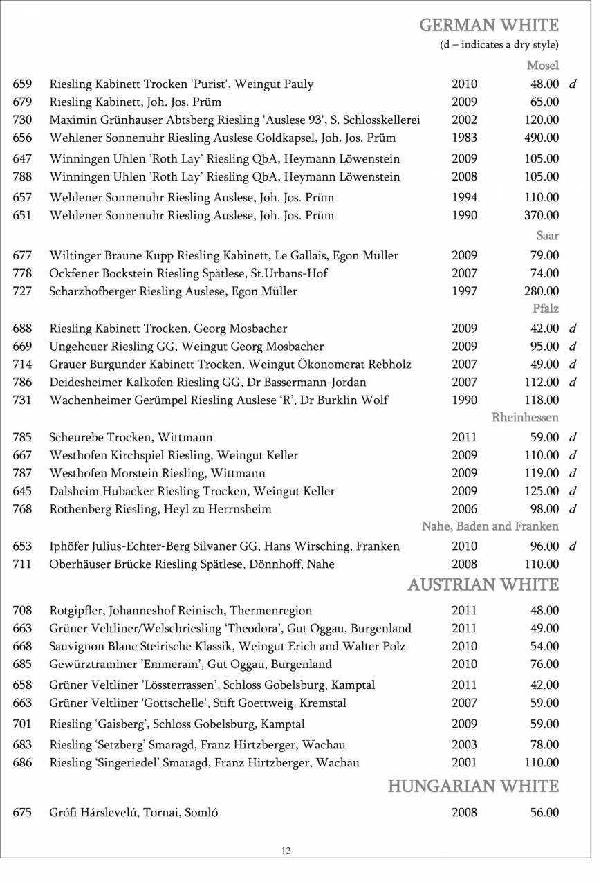  Pricelists of Restaurant Gordon Ramsay 68 Royal Hospital Road - Photo 36 of 39