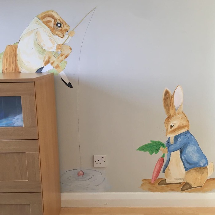 Peter Rabbit nursery room wall mural Nursery/Children's wall murals of Vera Rush Murals Tintern Mews - Photo 7 of 8